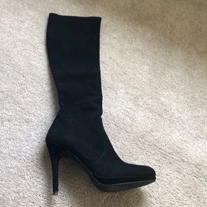 Black suede tall boots